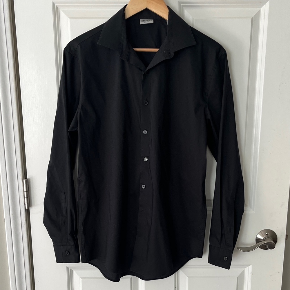 Reaction Kenneth Cole Slim Fit Black Dress Shirt 15 1/2, 32/33